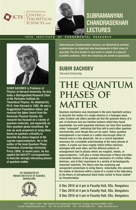 The Quantum Phases of Matter | ICTS