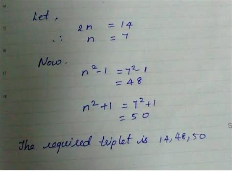 write the Pythagorean triplets, whose one number is 14 - Brainly.in
