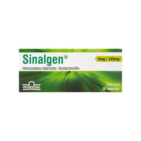 Sinalgen Hidrocodona + Acetaminofen 5/325 Mg X 30 Tabletas - Interdrogas