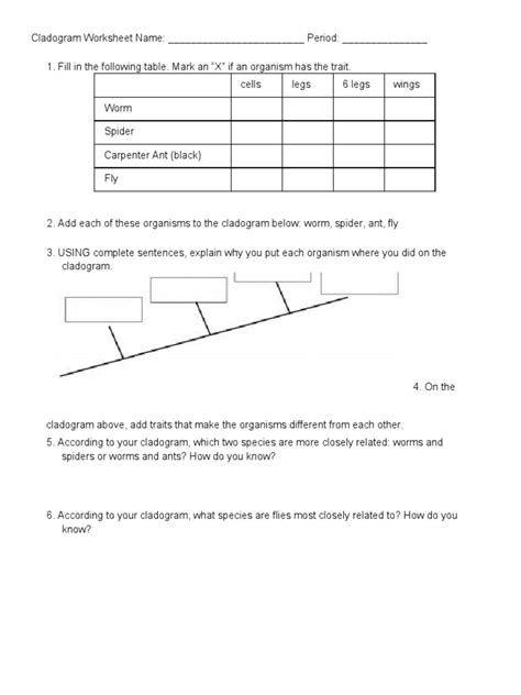 Image result for Cladogram Practice Worksheet