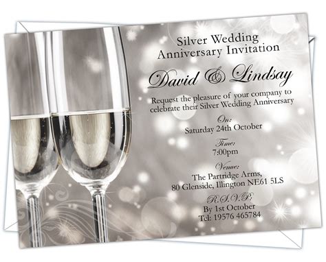 Silver Work Anniversary Invite 25th Wedding Anniversary Invitations