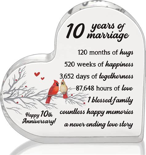 Amazon.com: 10th Anniversary Keepsake Gifts for 10th Wedding ...