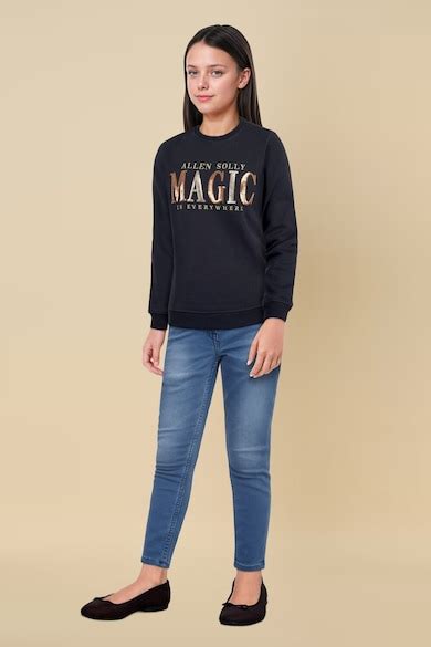 Buy Girls Black Embellished Regular Fit Sweatshirt Online - 39680724 ...