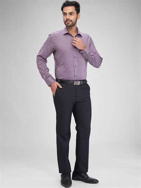 Park Avenue Purple Structure Regular Fit Full Sleeve Cotton Shirt ...