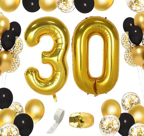 42 Inch 30 Number Balloons, Giant 30 Gold Number Foil Balloons 20Pcs ...