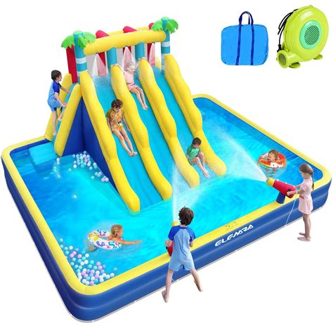 Amazon.com: ELEMARA 20.66x16.4FT Inflatable Water Slide for Big Kids ...