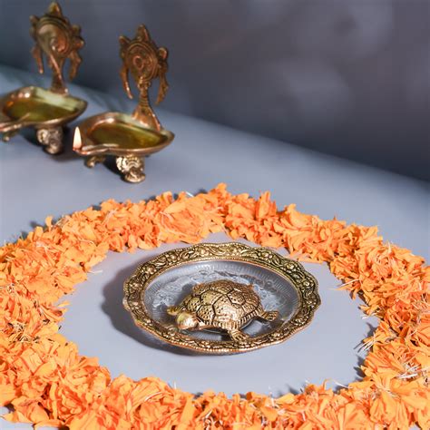 Brass Lucky Tortoise With Plate – Samskara Home
