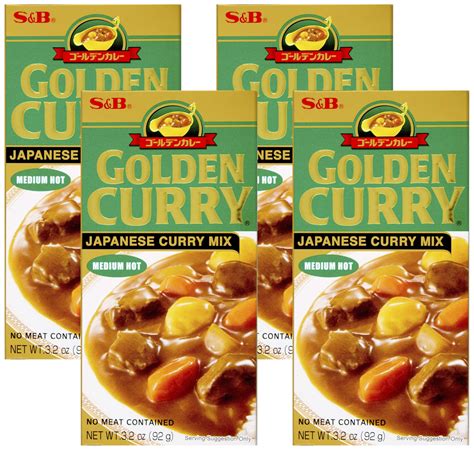 S&B, Golden Curry Japanese curry Mix, Medium Hot, 3.2 oz (Pack of 4 ...