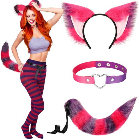 Amazon.com: Halloween Cat Costume Cat Ears Plush Tail Neck Collar Set ...