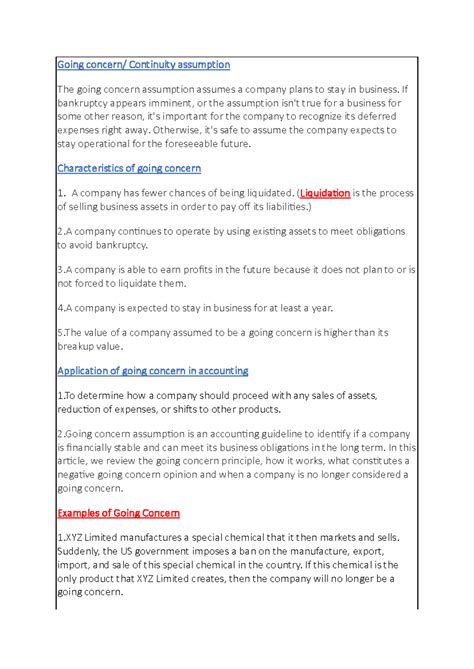 Going concern assumption - If bankruptcy appears imminent, or the ...