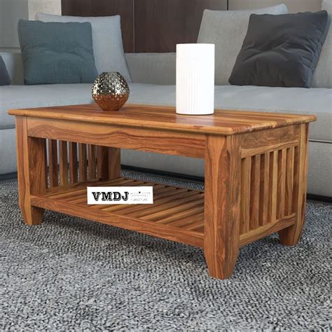 VMDJ FURNITURE Solid Sheesham Wood Sofa Centre Coffee Table for Living ...