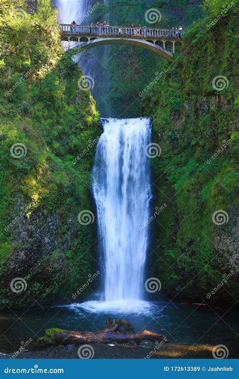 Lower Multnomah Falls with Benson Bridge, Columbia River Gorge, Oregon ...