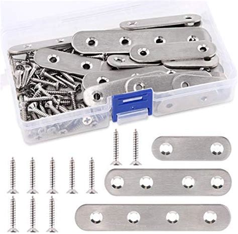 Swpeet 115Pcs 3 Sizes Stainless Steel Flat Straight Brace Brackets ...