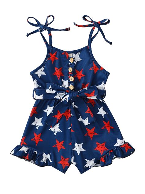 Hirigin Baby Girl Fourth of July Outfit, Toddler Patriotic Romper with ...