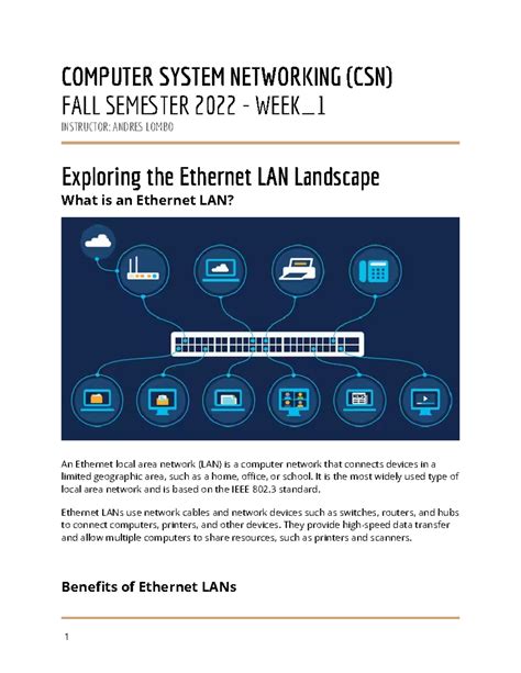 Exploring the ethernet LAN landscape - COMPUTER SYSTEM NETWORKING (CSN ...
