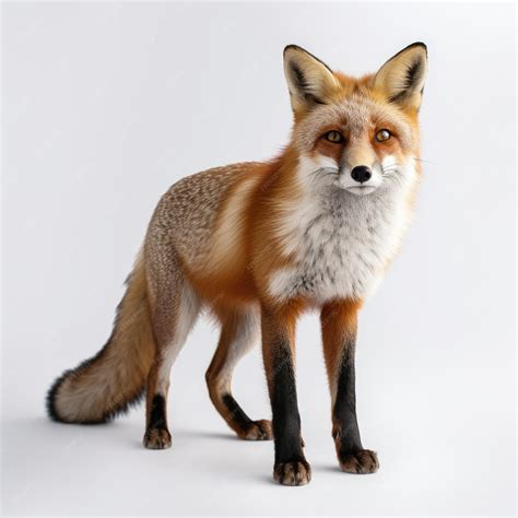Premium Photo | A red fox with a black tail and a white background