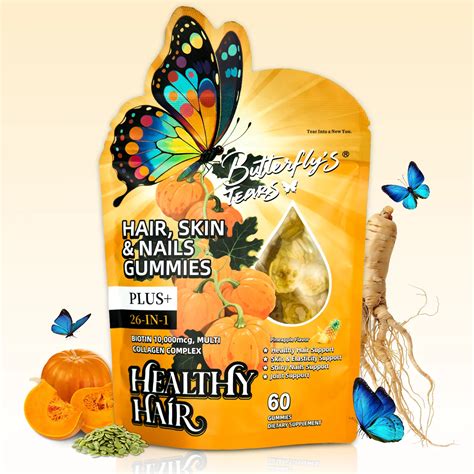 Butterfly's Tear 26-in-1 Hair, Skin & Nails Gummies – 10,000mcg Biotin ...