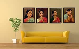Set Of 3 Raja Ravi Varma Paintings - Malabar Lady With Veena, Kadambari ...