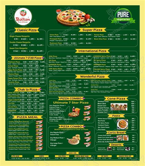 Menu at Bolton Pizza & Burger Best Pizza Restaurant, Veg Restaurant ...