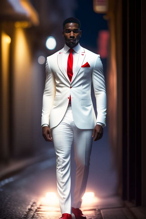 Lexica - Handsome black brazilian man wearing white suit and red tie ...
