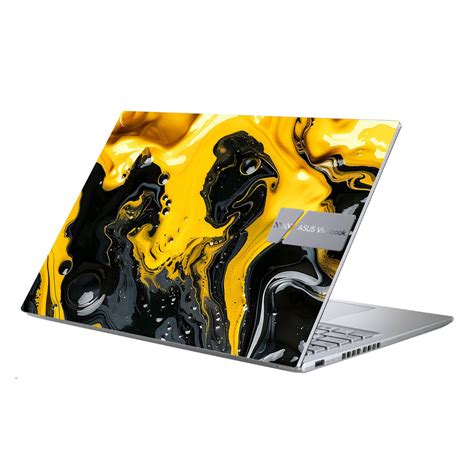 Yellow and Black Paint Swirls Asus Vivobook X1605ZA Laptop Skin