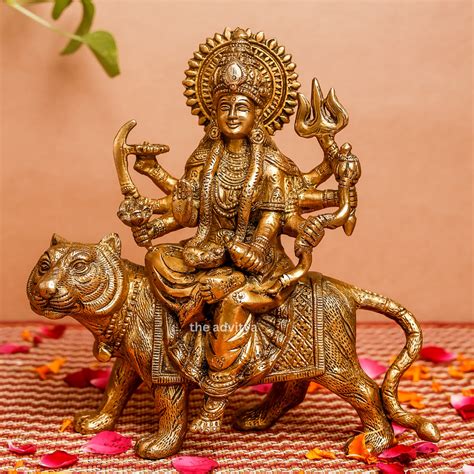 The Advitya | Brass Durga Idol Sitting on Lion | Durga