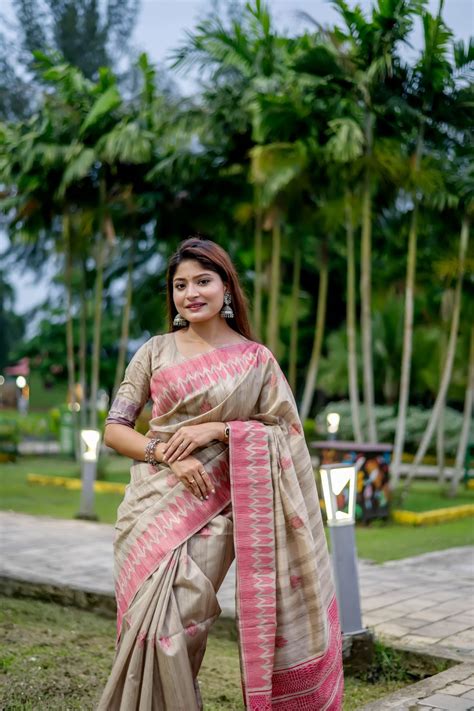 Buy Princess Perfume Pink Tussar Silk Saree Online - MySilkLove