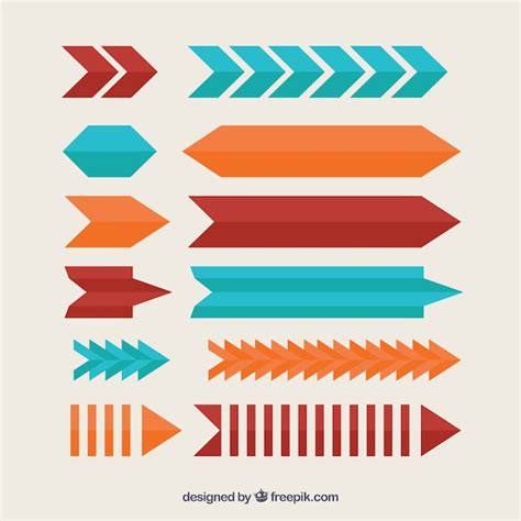 Set of colorful arrows to mark in flat style | Free Vector