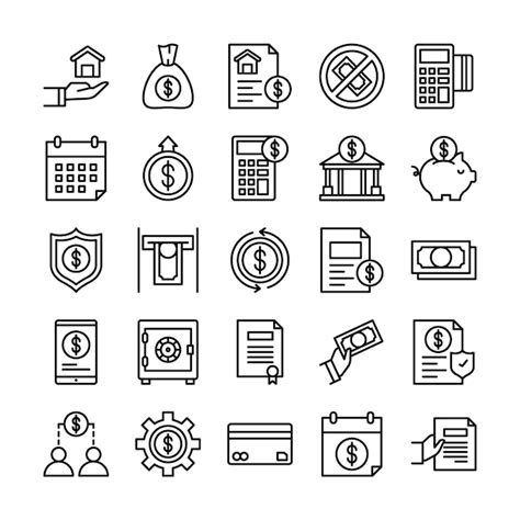 Leih-Icon-Pack, mit Umriss-Icon-Stil | Premium Vektor