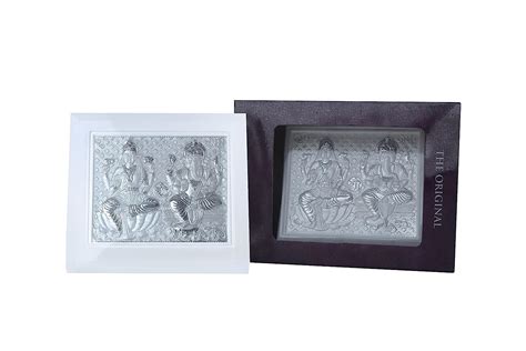 Buy SHIJPIK 999 Pure Silver Laxmi & Ganesh Frame, Home Decor, Murti ...