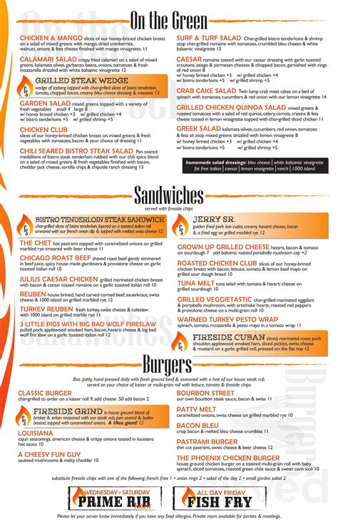 Fireside Grill & Sports Bar menu in Henrietta, New York, USA