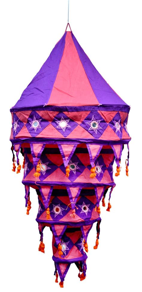 Buy Indian Traditional Hanging Lamps & Shades Mirror Work Home Decor 4 ...