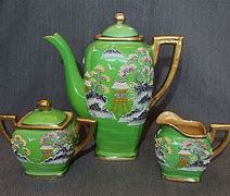 Image result for Noritake Tea Set Green and Gold with Azaila Flowers 4