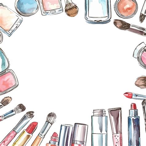 Premium Vector | A drawing of various cosmetics and makeup products