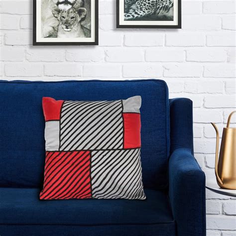 Buy PORTICO Carissa Black Printed Cotton Cushion Cover - 41x41cm from ...