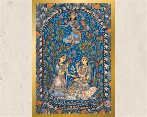 Buy Indian Woman Carrying Water Pots, Madhubani Painting Preorder ...