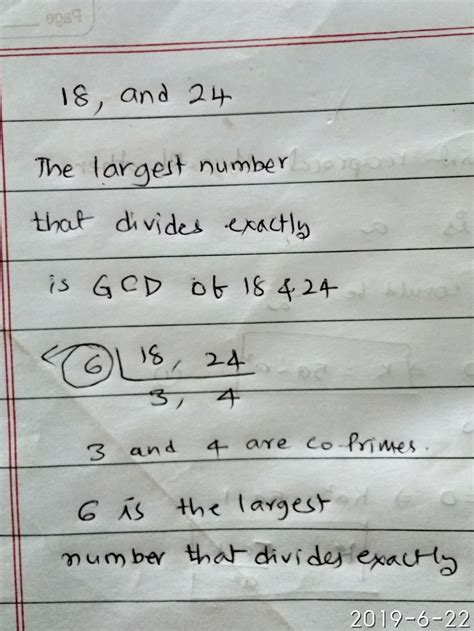 find the largest number that divides 18 and 24 without a remainder ...