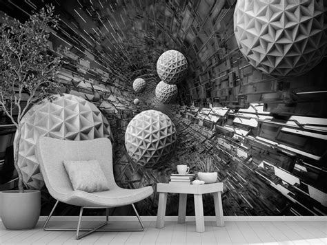 Black Hollow Hexagonal Ball decorative custom wallpaper for wall ...