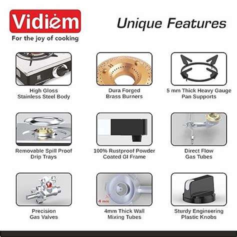 Buy Vidiem Viva SS Sleek | 3 Burner Stainless Steel Gas Stove