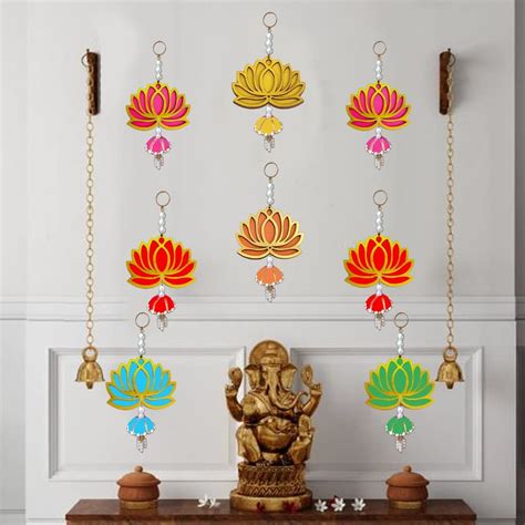 GIFT JAIPUR 8 Pc Mix Color Lotus Jhumka Gift Decorative Showpiece for ...