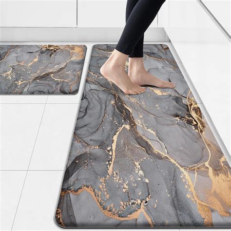 Amazon.com: Bulijojo Flowers Anti Fatigue Kitchen Floor Mats Set of 2 ...