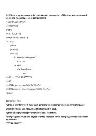 Image result for 20 Python Programs for Class 12 for Program File Series and Data Frame with Output