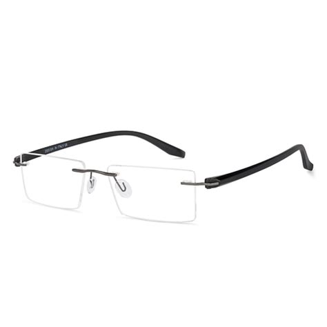 Buy Gunmetal Black Rimless Rectangle Vincent Chase SLEEK STEEL 162 -C1 ...