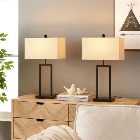 DOMETOUR Tall Table Lamps for Living Room Set of 2, Modern Bedside ...
