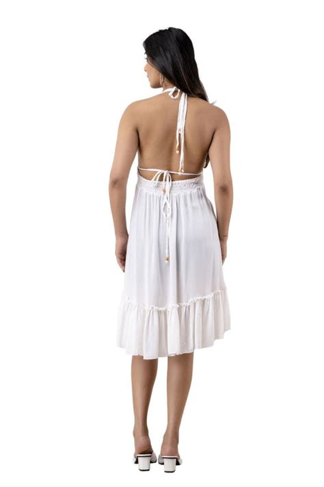 Mini dresses for girls in backless design and white colour