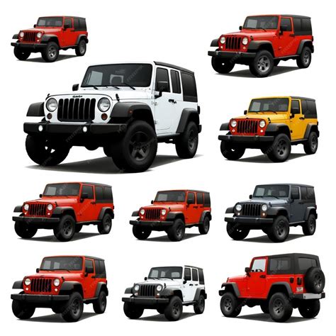 A collection of different types of jeeps including one of which has the ...