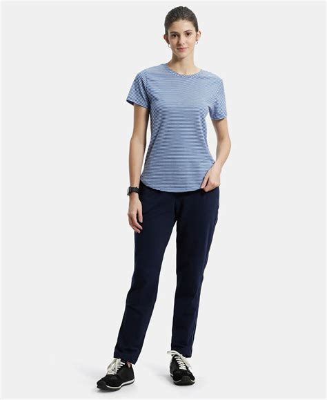 Buy Super Combed Cotton Stripe Fabric Relaxed Fit Round Neck Half ...