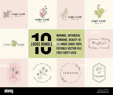 Collection of elegant stickers badges and logos for beauty, organic products, flowers, plants ...