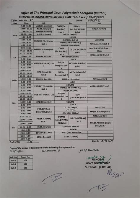 Time Table 2023
