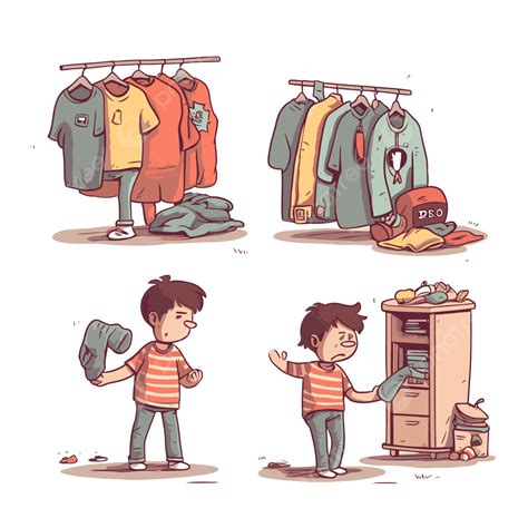 Boy Put Away Laundry Clipart